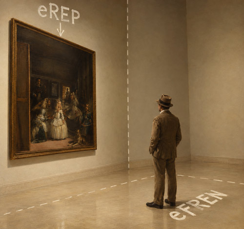 Ilustración: eREP, el cuadro colgado en la pared, y eFREN, el piso donde se para el espectador
