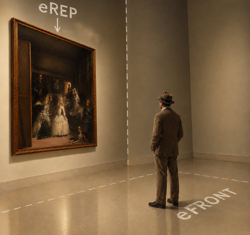 Illustration: eREP, the painting hanging on the wall, and eFRONT, the floor where the viewer stands