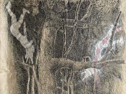 TENT VISIONS, ink drawings by Carlos Sandoval, 2024-2026
